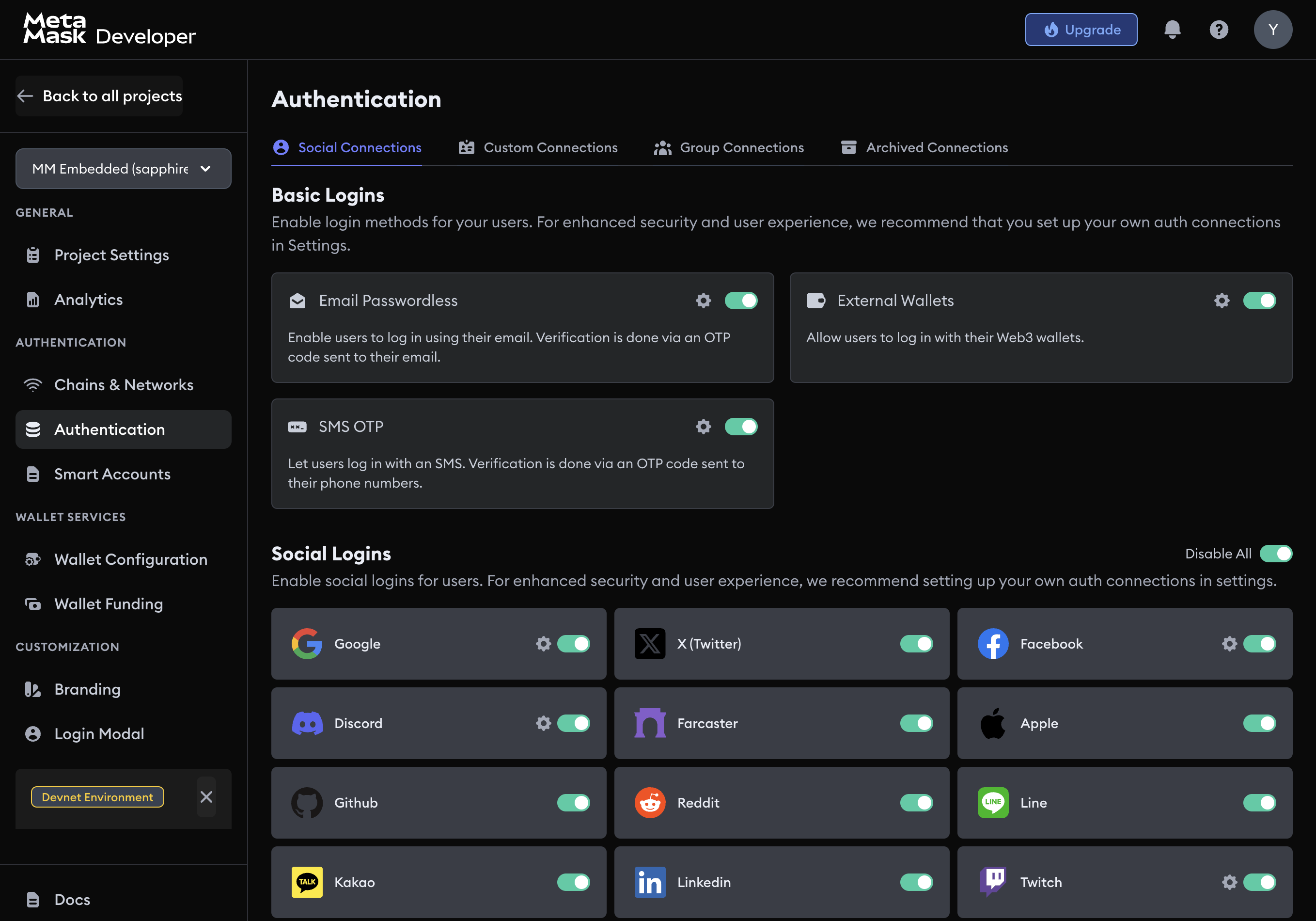 Discord in the Social Connections settings